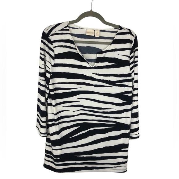 Chico's Tops - Chico’s Zebra Print Tunic V Neck w/Keyhole Side Slit Hem [COPY]
